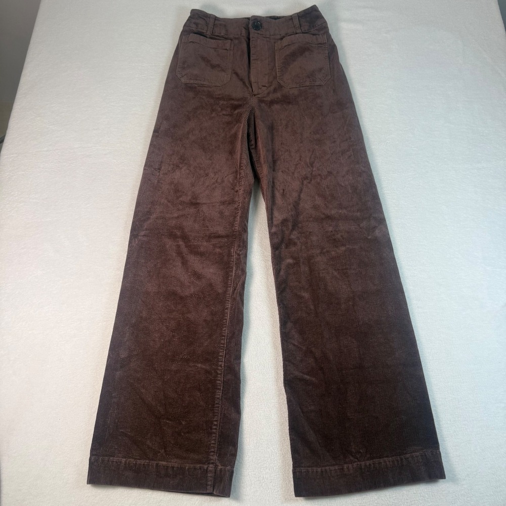 Maeve Anthropologie Colette Wide Leg Pants 30T Chocolate Brown Corduroy Tall
